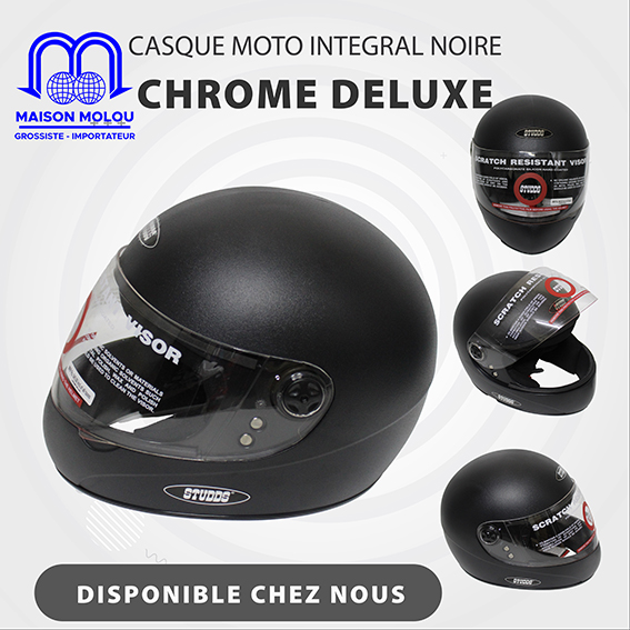 Casque moto intégral noir (chrome deluxe)