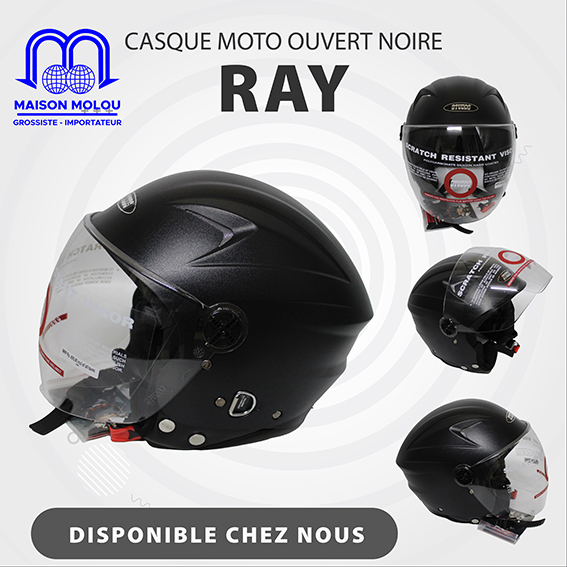 Casque moto ouvert noir (ray)