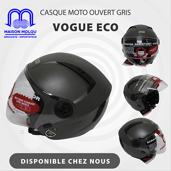 Casque moto ouvert gris (vogue eco)