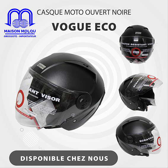 Casque moto ouvert noir (vogue eco)